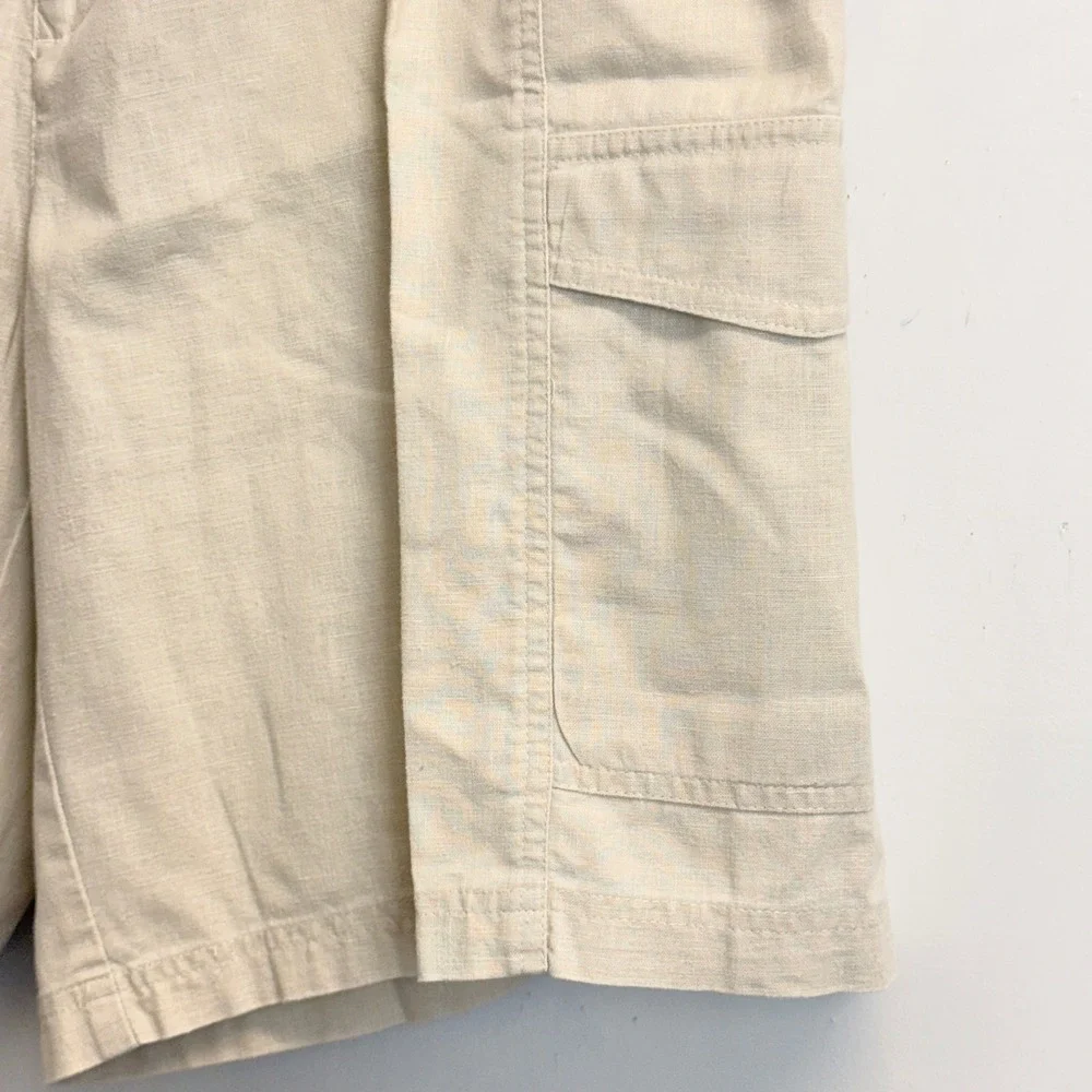 Cubavera Mens Beige Linen Cotton Blend Cargo Shorts Size 38 Tropical Casual 10